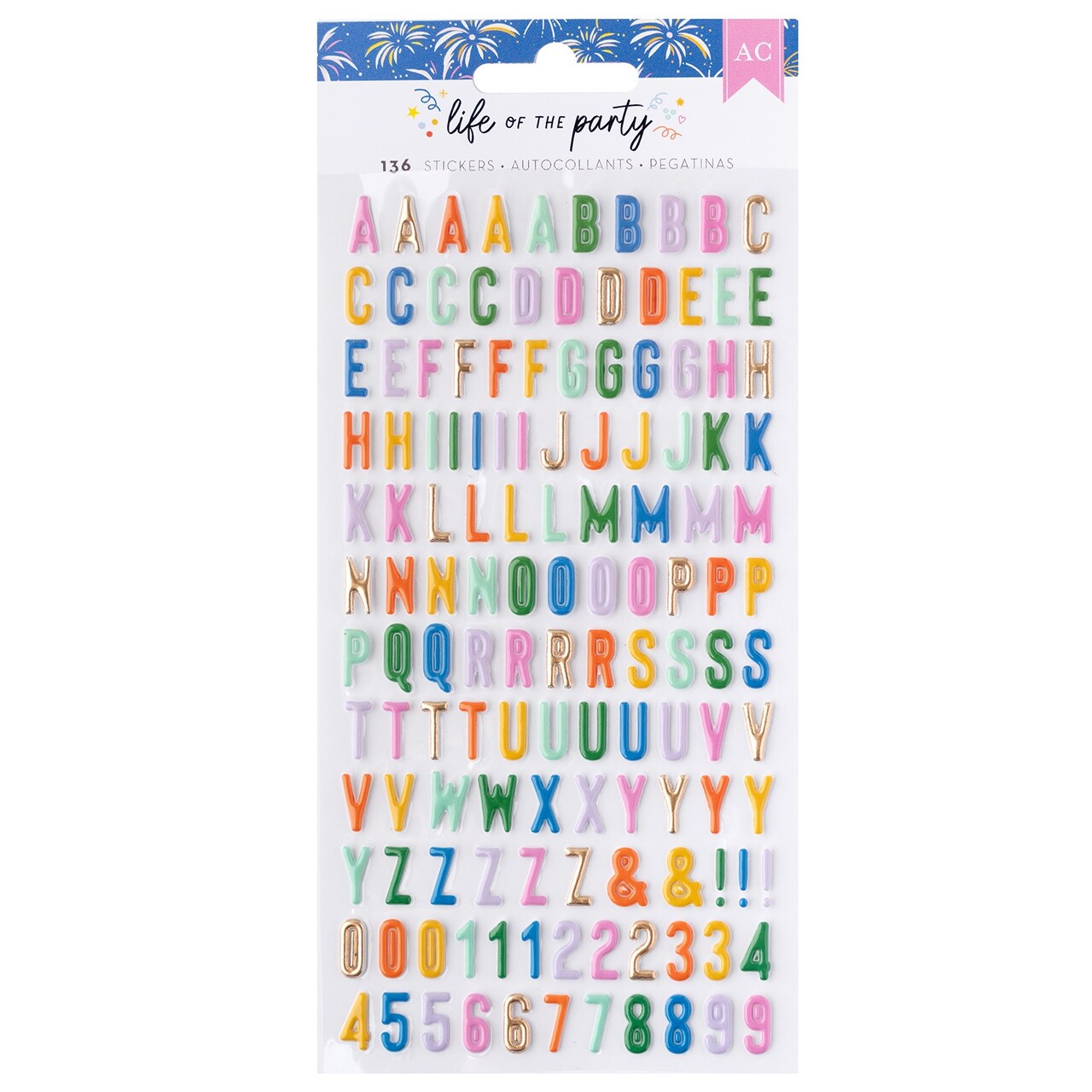 American Crafts Life Of The Party Puffy Stickers 136/Pkg-Gold Foil Alpha